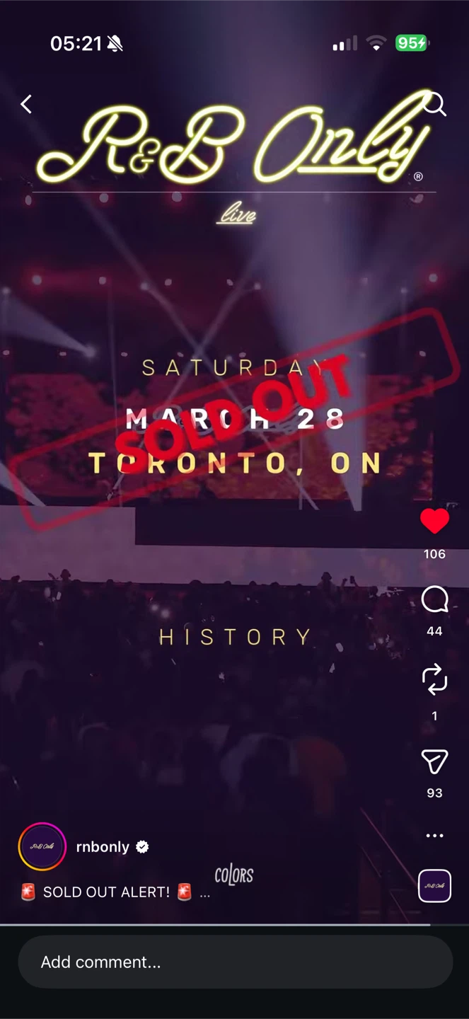 2 Concert tickets for R&B Only Live in Toronto