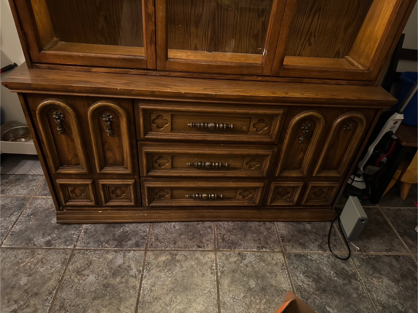 Solid Wood China Cabinet with Drawers - photo 2