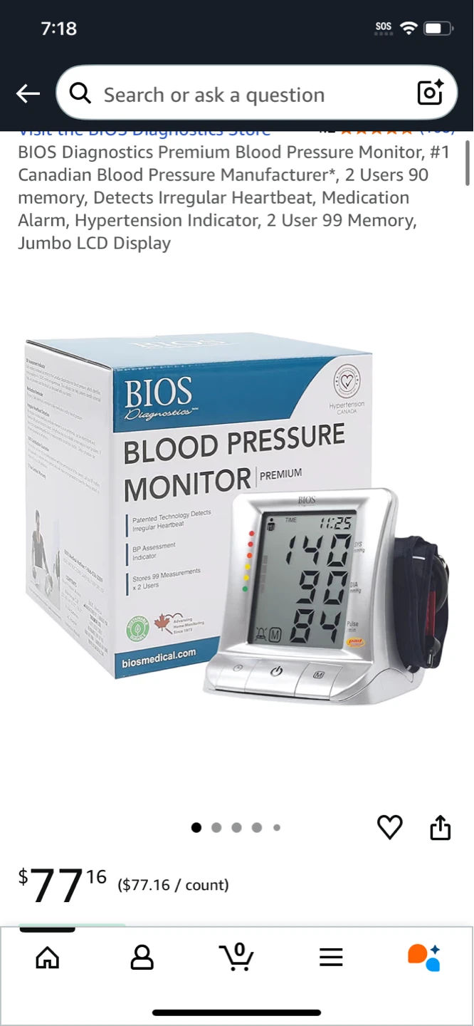 BIOS Diagnostics Premium Blood Pressure Monitor