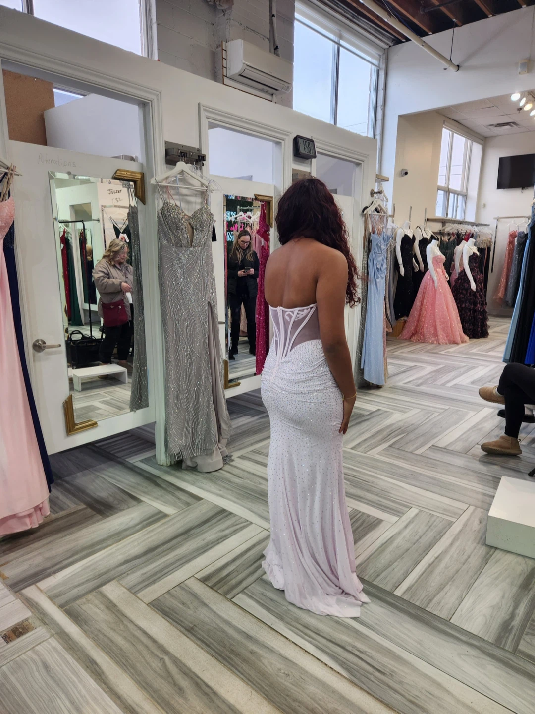 La Femme Strapless Sparkly Gown with Slit - photo 3