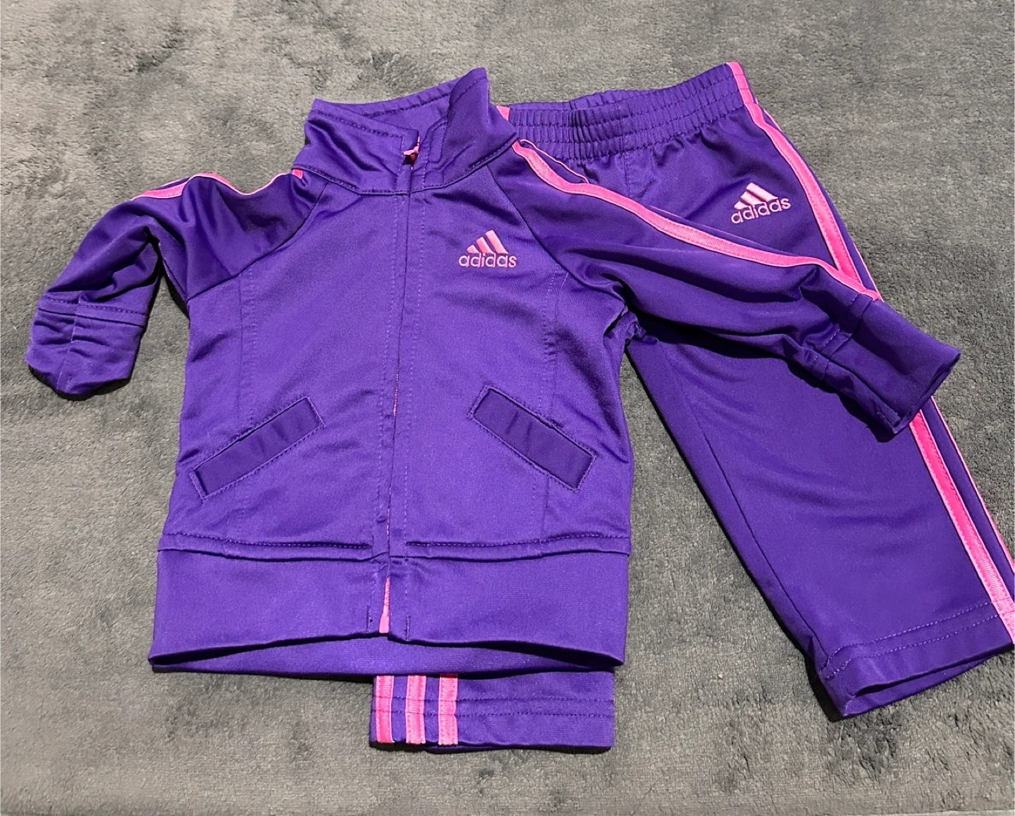 Adidas Baby Girl 0-3 Month Tracksuit Purple Pink