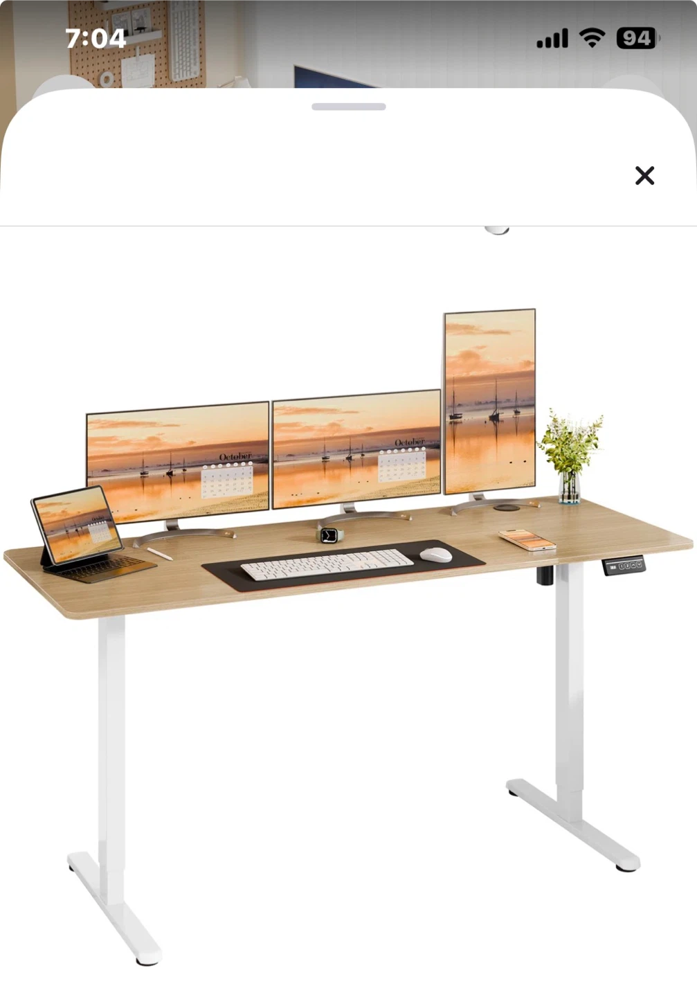 Adjustable Standing Desk - Wood Top, White Legs