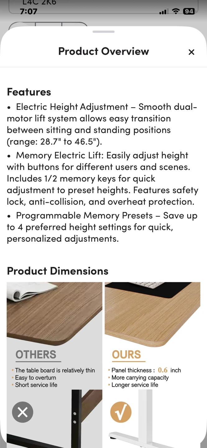 Adjustable Standing Desk - Wood Top, White Legs - photo 3