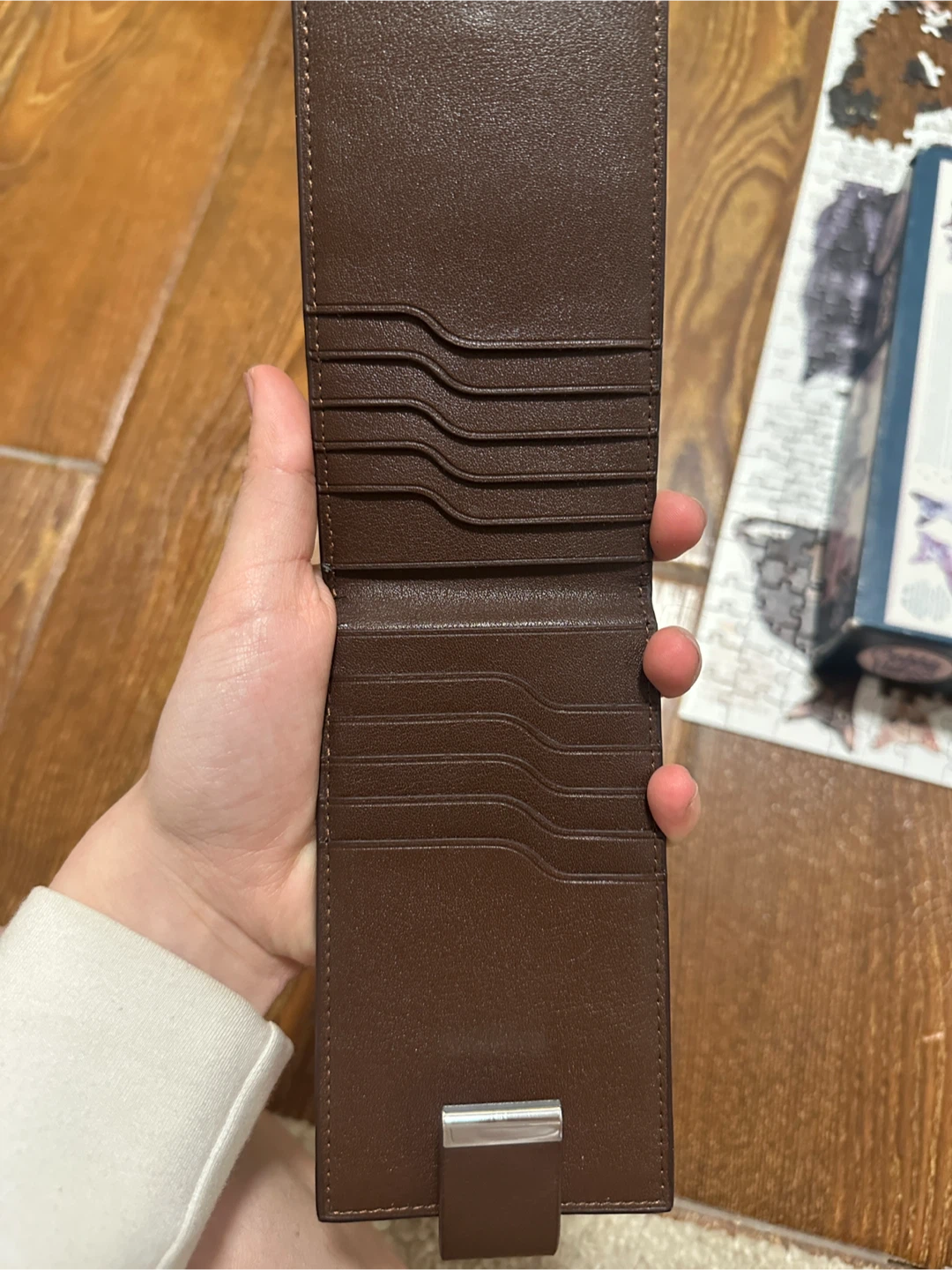 Brown Bi-fold Wallet with Wolf Embossing - photo 2