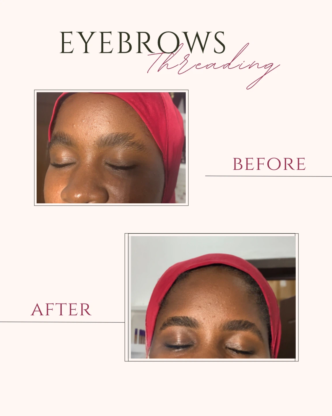 Eyebrows, upper lip and chin Threading Service, brow lamination