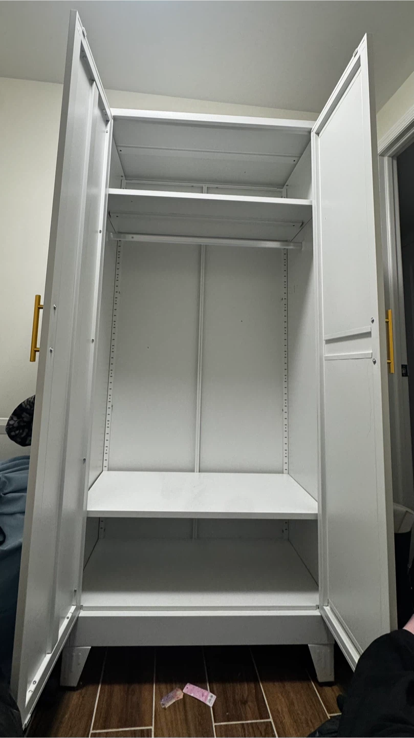 White Double Door Wardrobe with Mirror - photo 2