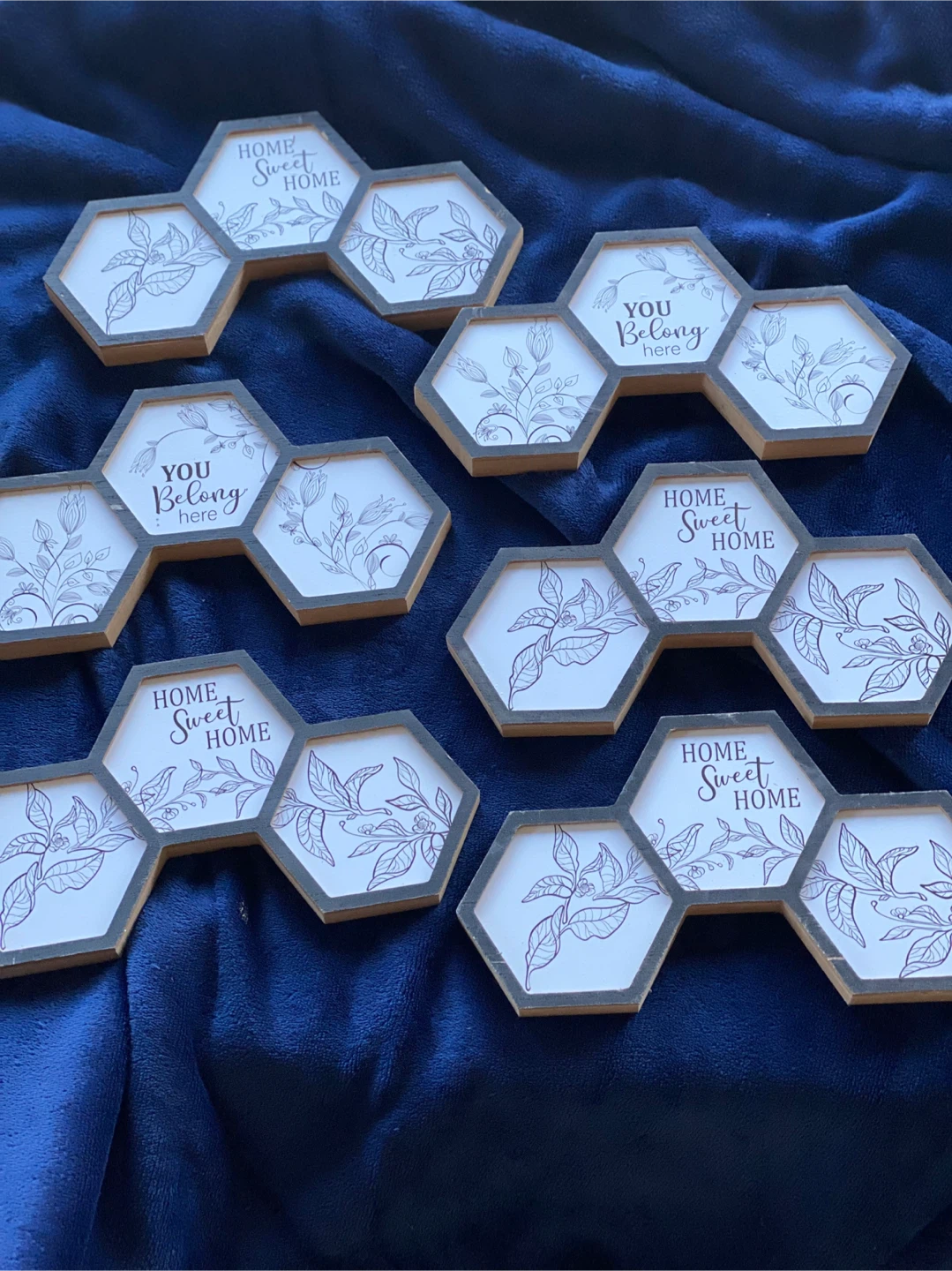Set of 8 Hexagon Decorative Wall Plaques
