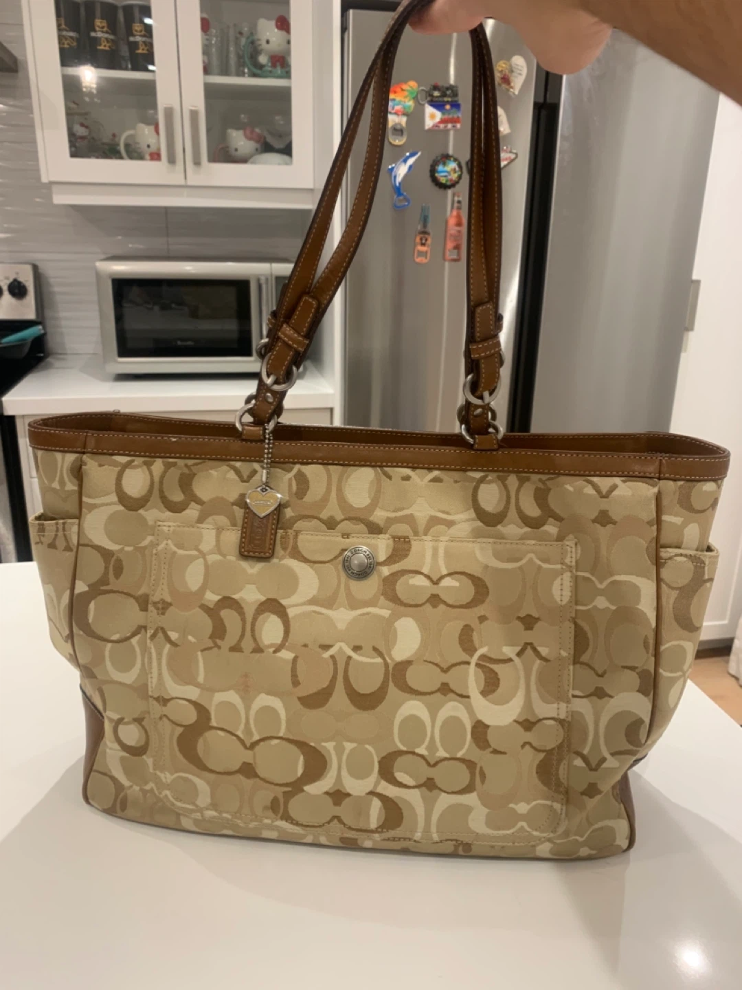 🤎🐻 Coach  Signature Optic Diaper Travel Tote Bag 🤎🐻