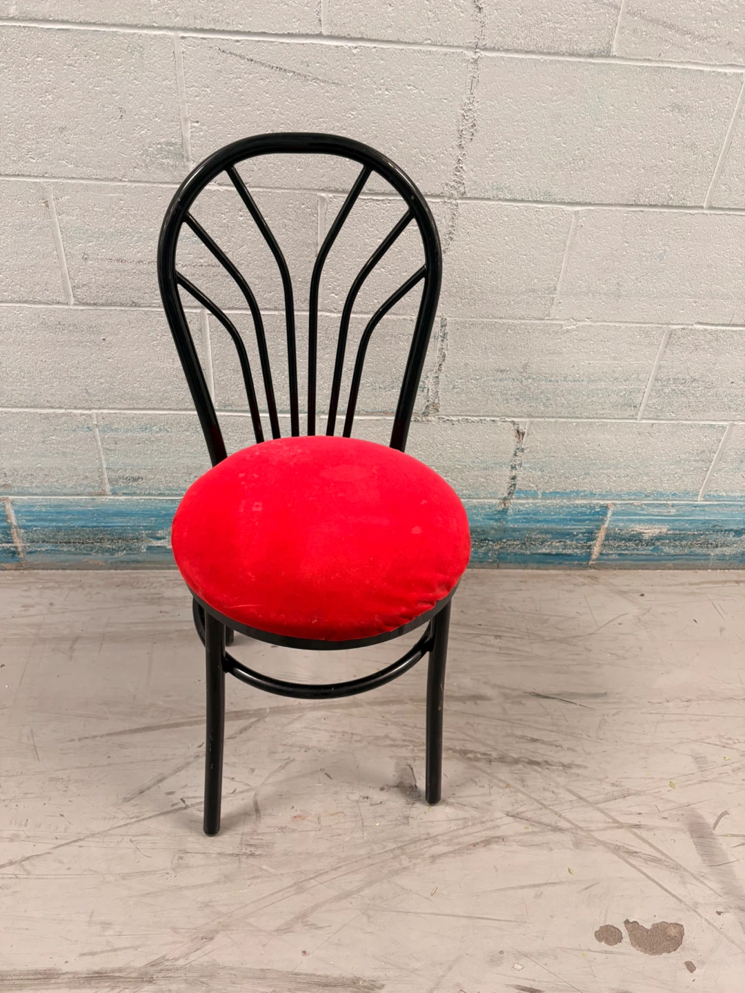 Black Metal Chair with Red Seat Cushion - photo 2