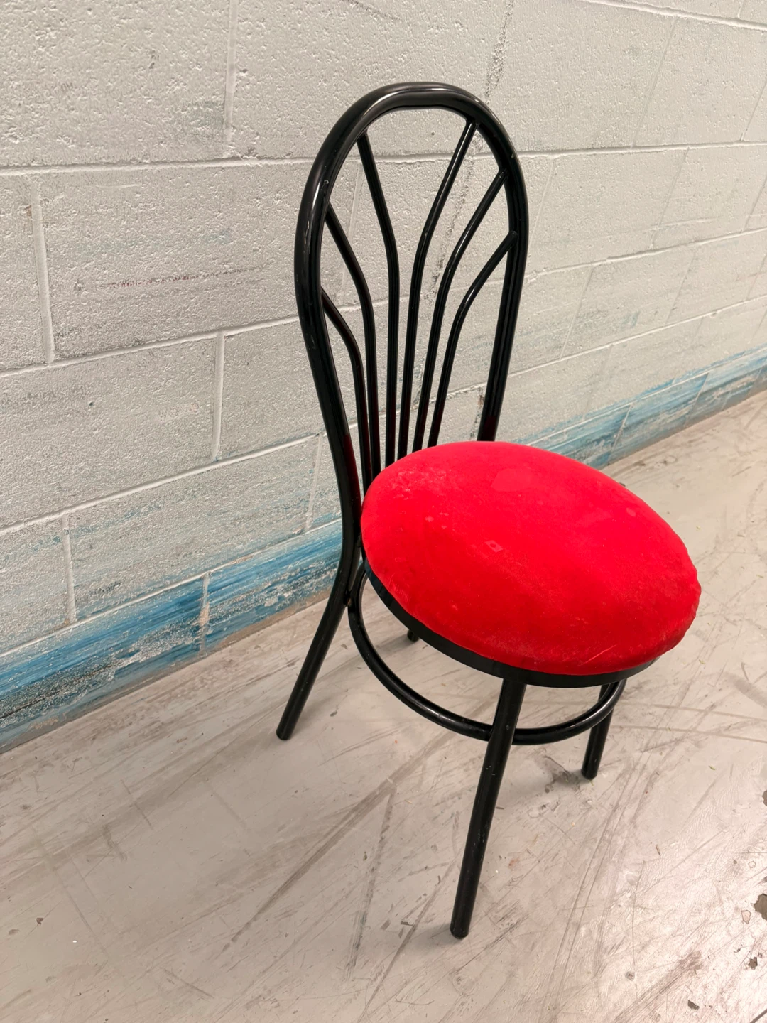 Black Metal Chair with Red Seat Cushion - photo 4