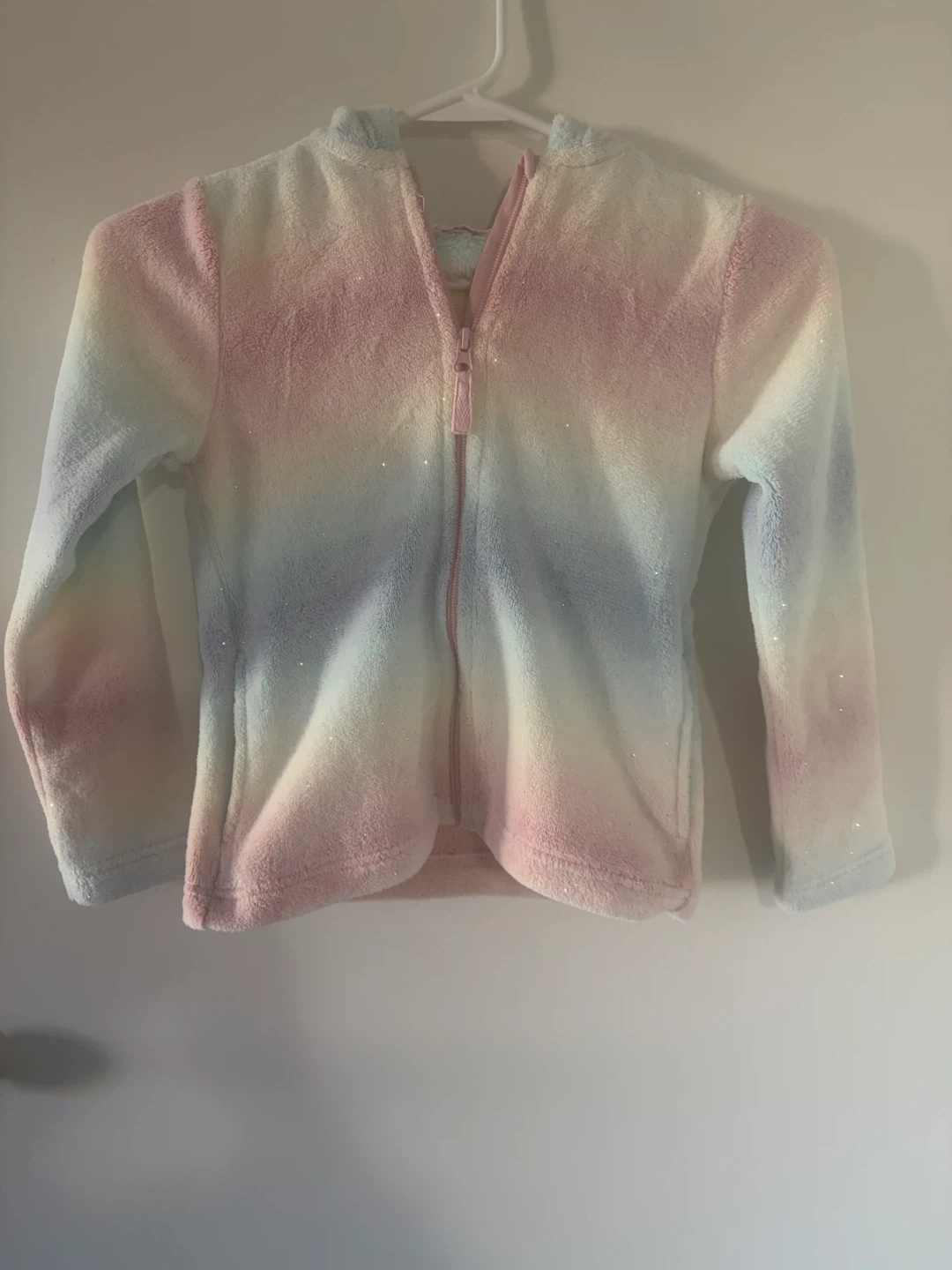 H&M Rainbow Fleece Hoodie with Unicorn Horns