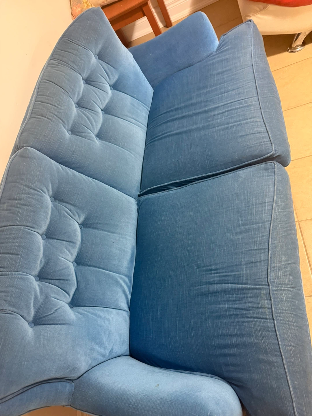 Blue Tufted Sofa