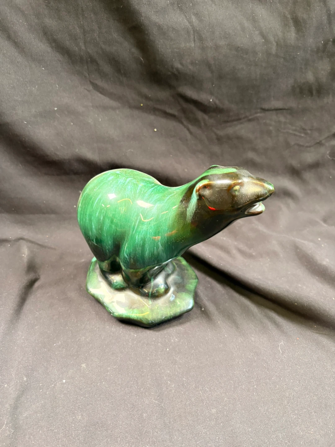 Green Ceramic Bear Figurine