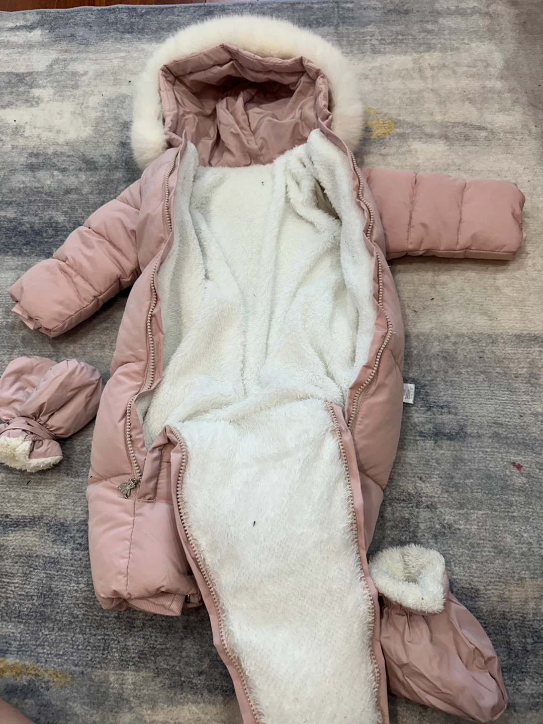 Pink Snowsuit with Hood and Mittens - photo 2