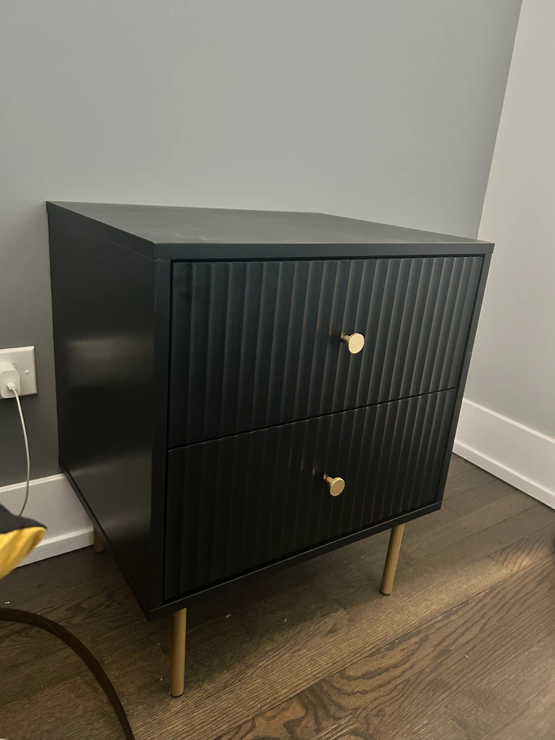 Everly Quinn Nightstand With 2 Drawers - Black - photo 5