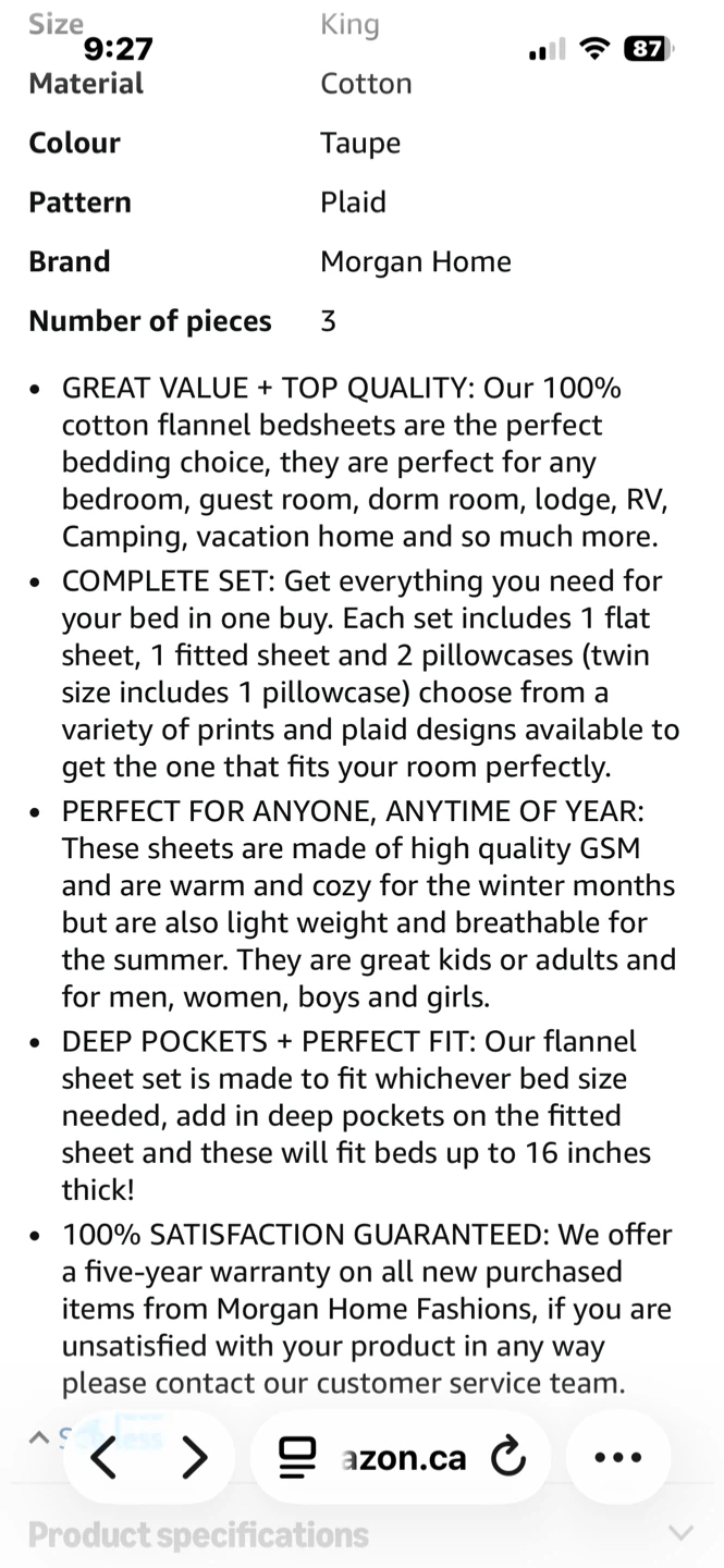Morgan Home Queen Size Flannel Bed Sheets - Taupe - photo 2