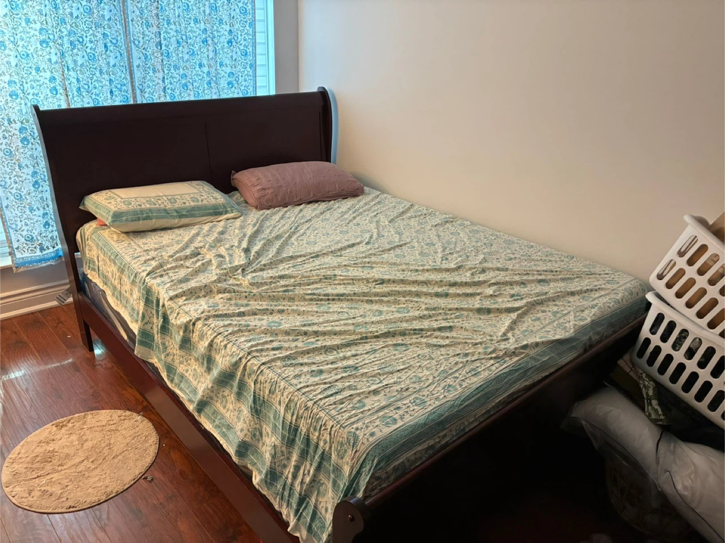 Dark Wood Sleigh Bed Frame - photo 2