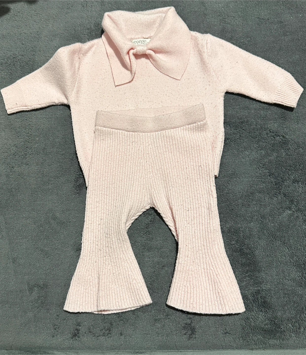 Baby Girl 3-6 Month Pink Knit Sweater and Flare Pants Set