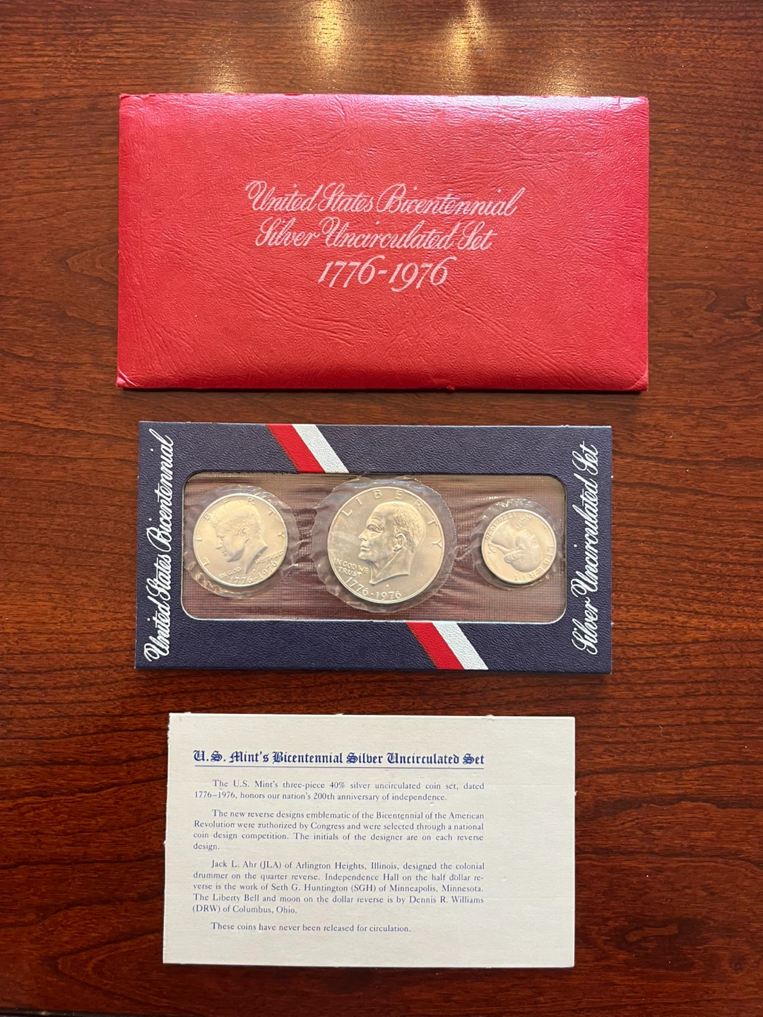 U.S. Mint Bicentennial Silver 1776-1976 Uncirculated 3-Coin Set