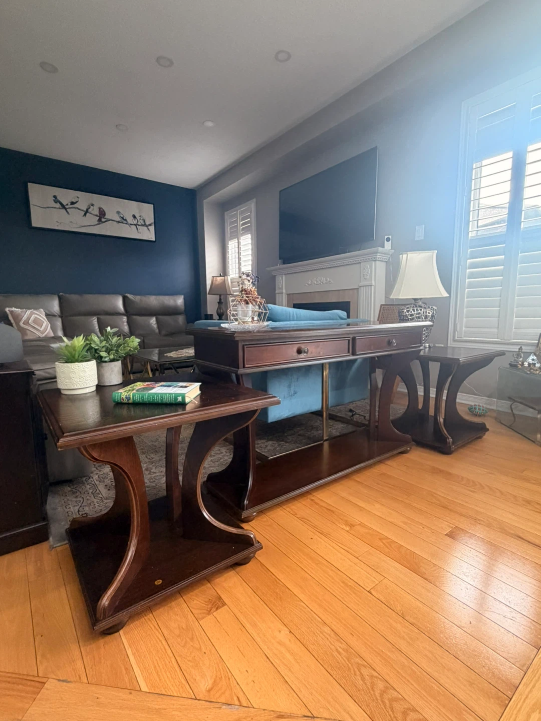Wooden Console Table and End Tables Set - photo 2