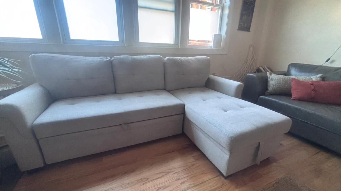 Light Gray Sectional Sofa with Storage Chaise