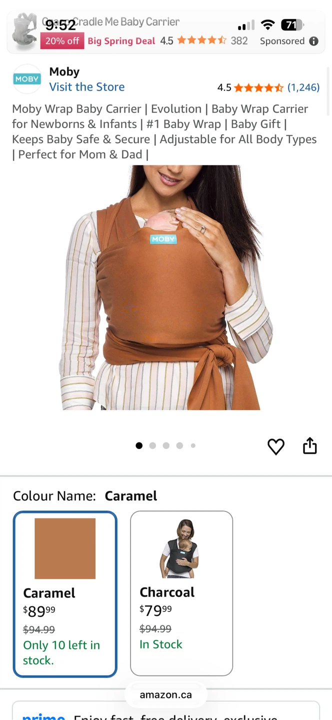 Moby Wrap Baby Carrier - Caramel