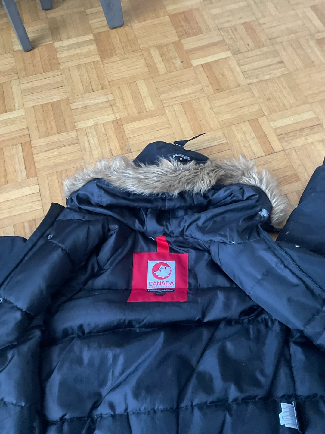 Canada gear Black Down Parka with Fur Hood