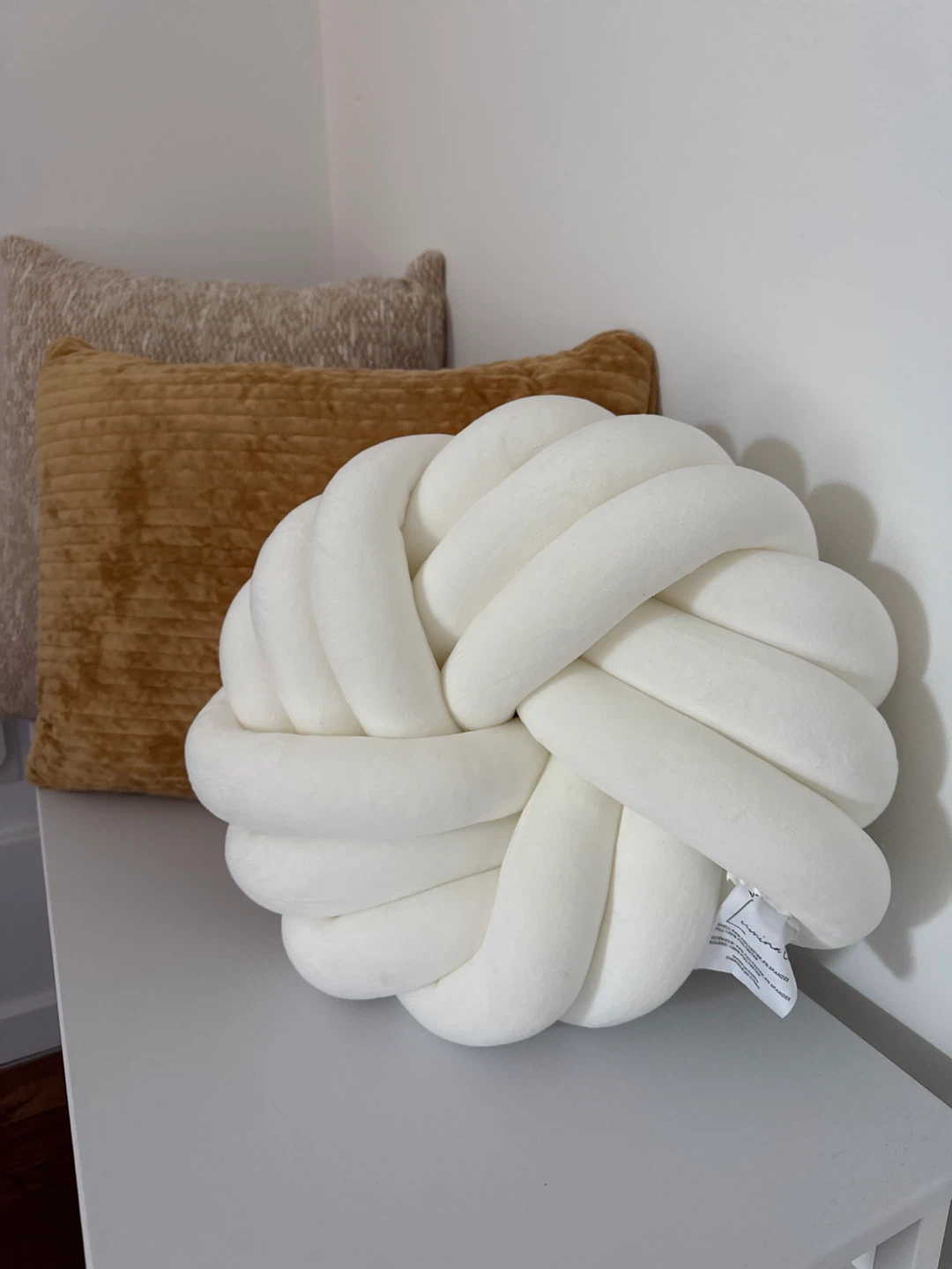 White Knotted Ball Throw Pillow