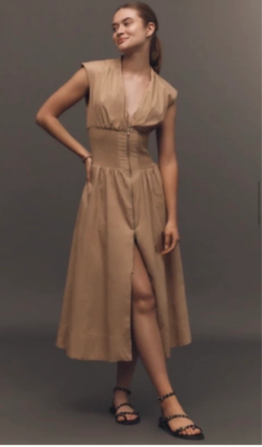 Anthropologie Maeve The Tommie Zip-Front Midi Dress - NEW!