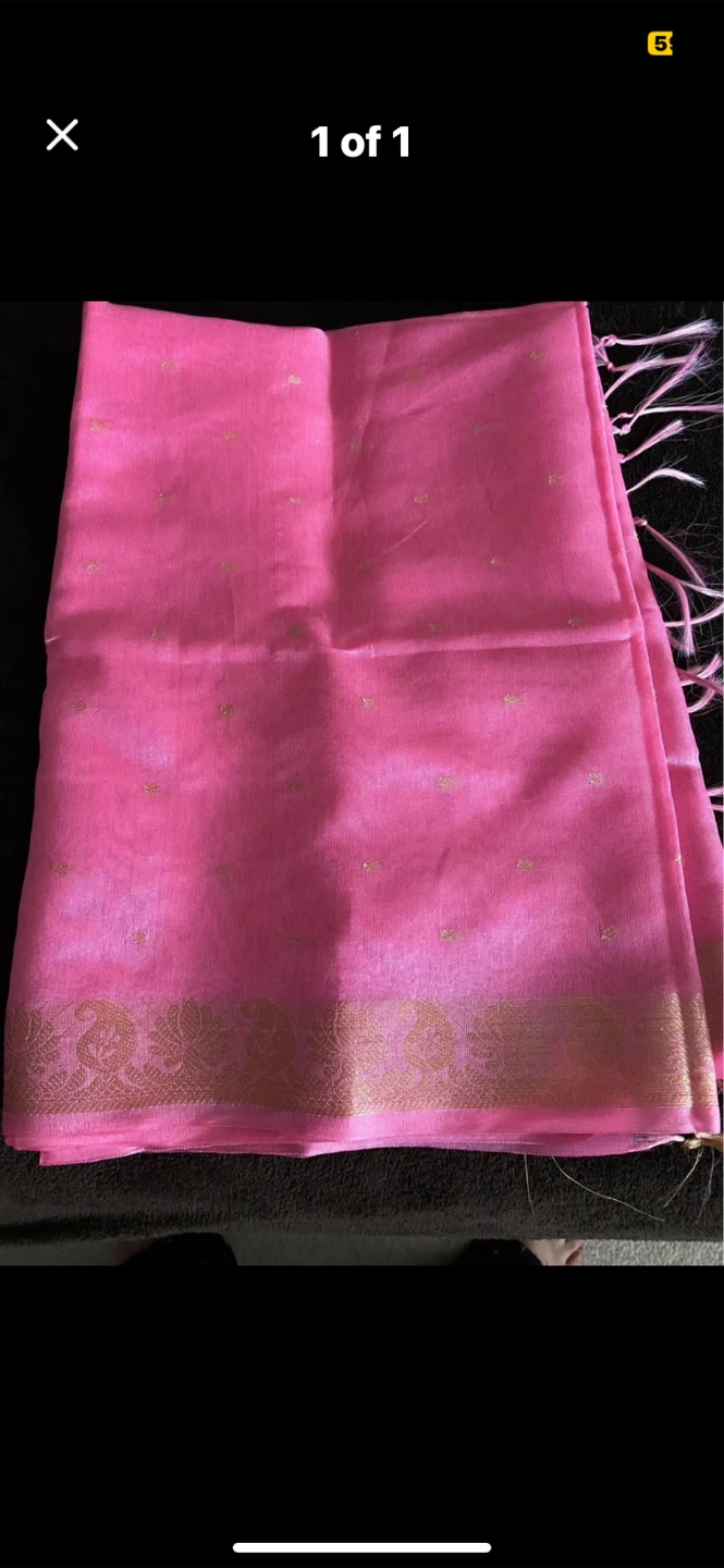 Pink dupatta with Gold Dots and Border