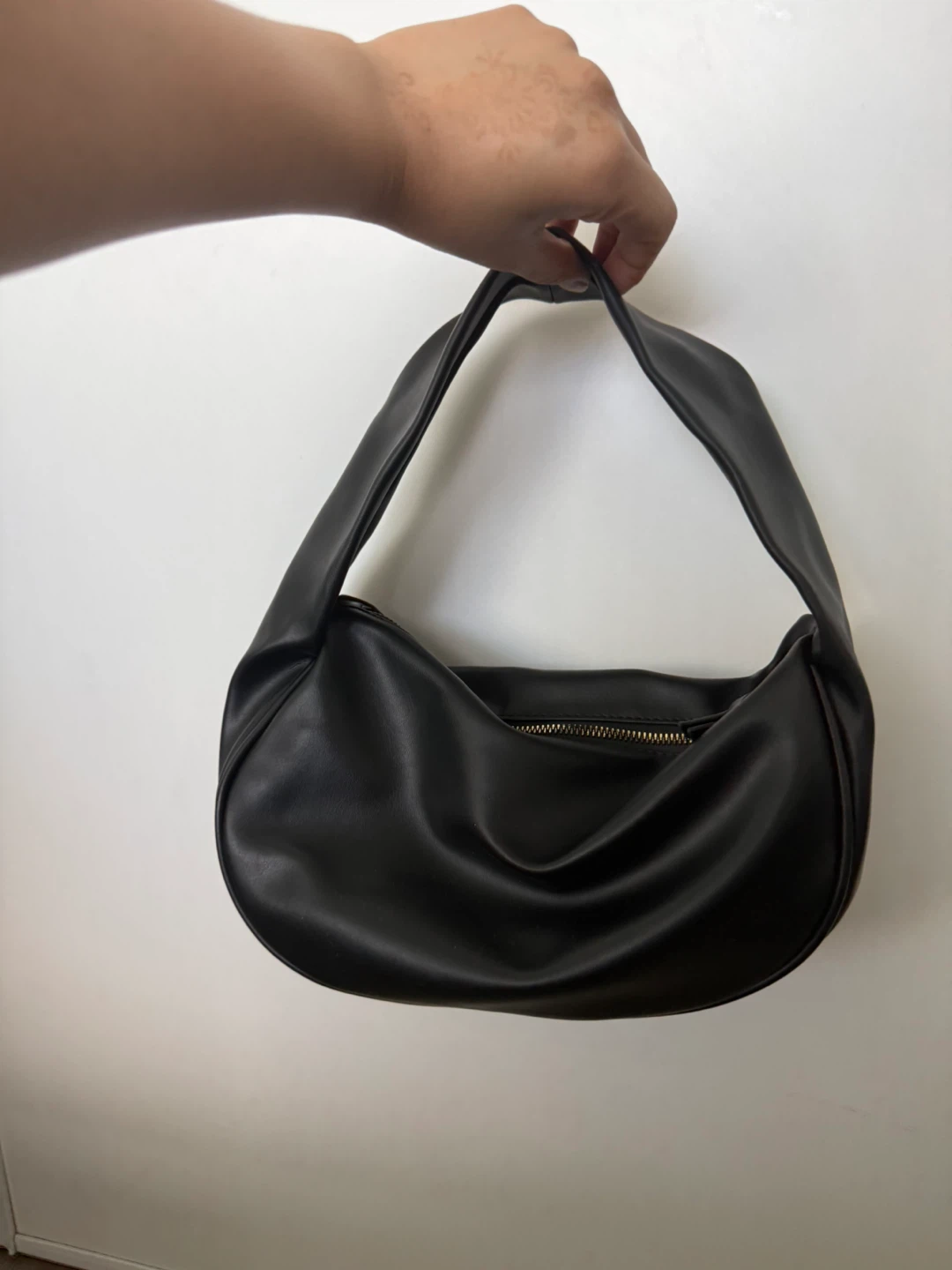 Black Faux Leather Shoulder Bag