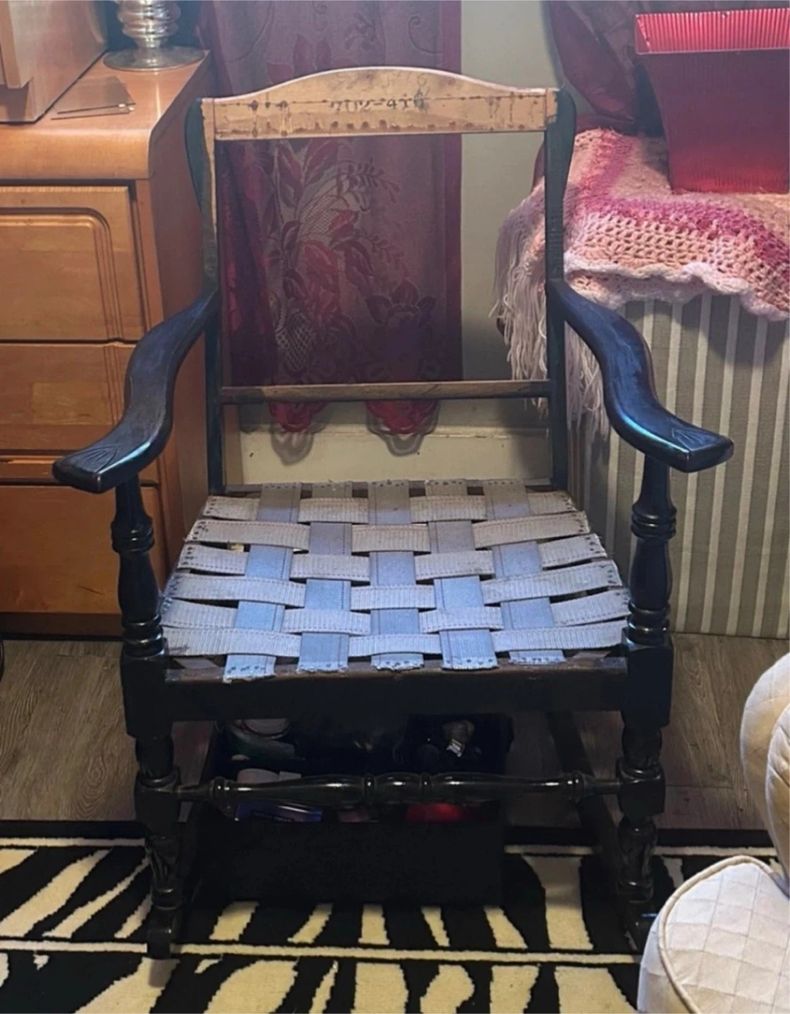 Antique Rocking Chair with Woven Seat 🥕