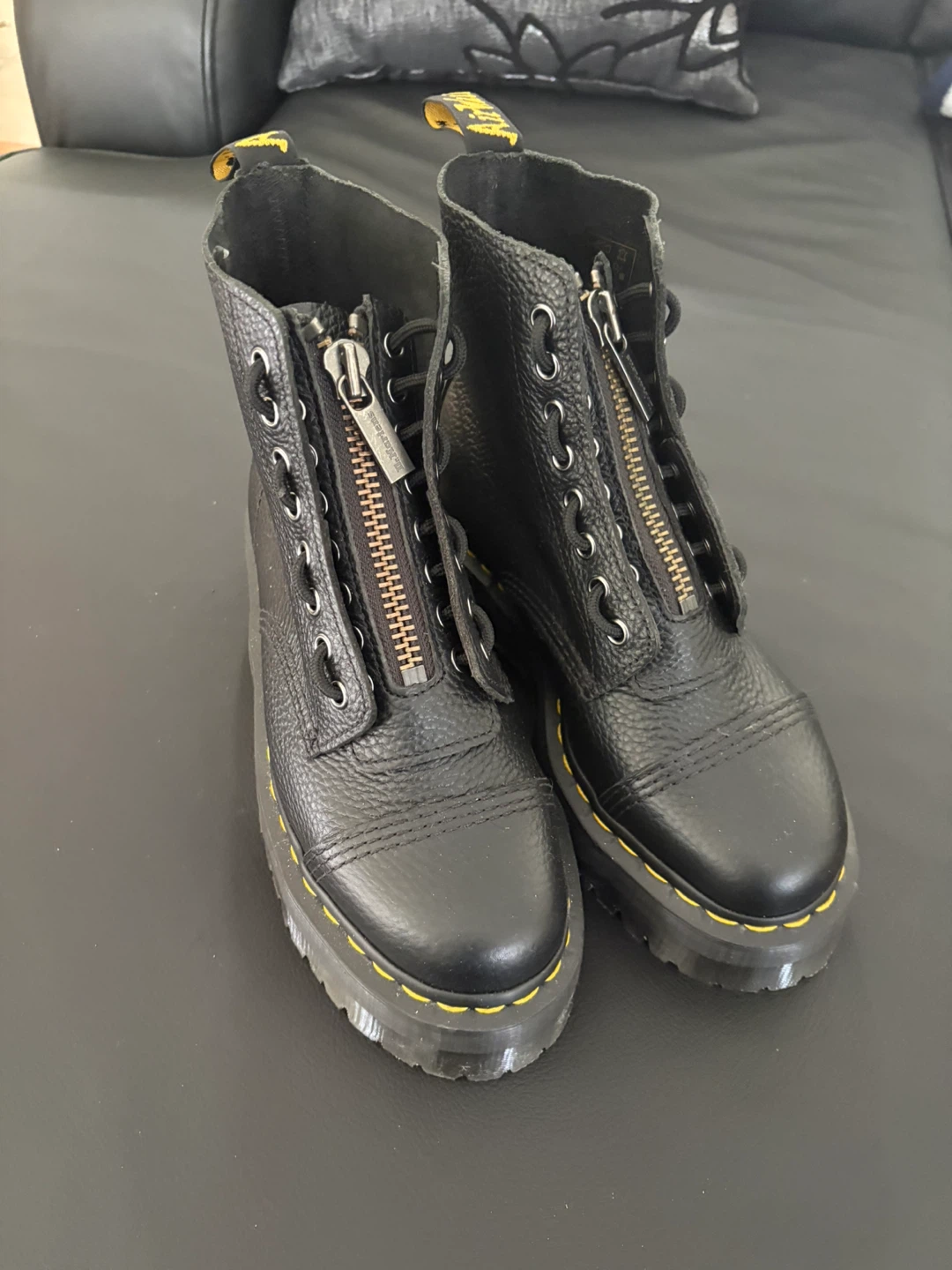 Dr. Martens Leather Zip Platform Boots Size z8