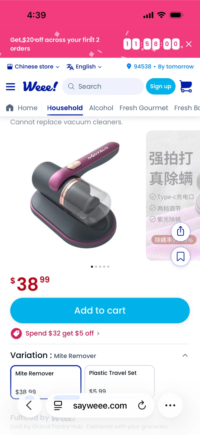 🥕NÕNTAUS cordless Mite Remover