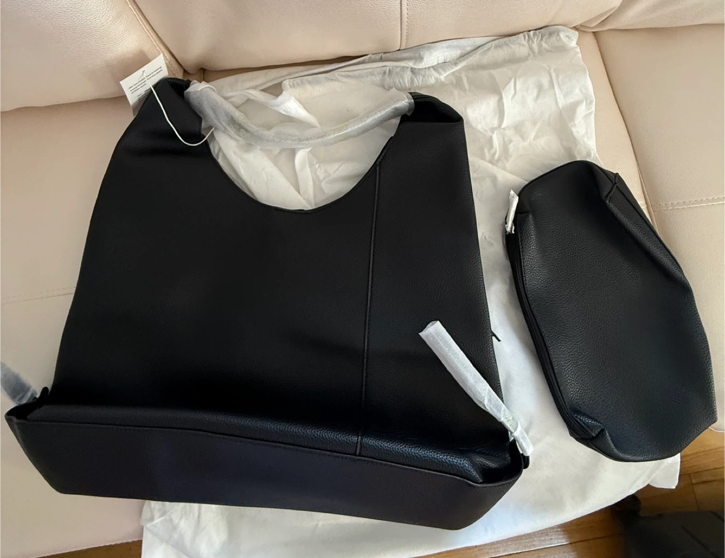 NEWBELLA Black Faux Leather Hobo Bag with Pouch - photo 3