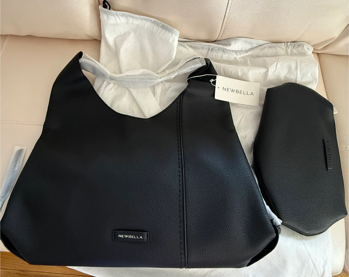 NEWBELLA Black Faux Leather Hobo Bag with Pouch - photo 4