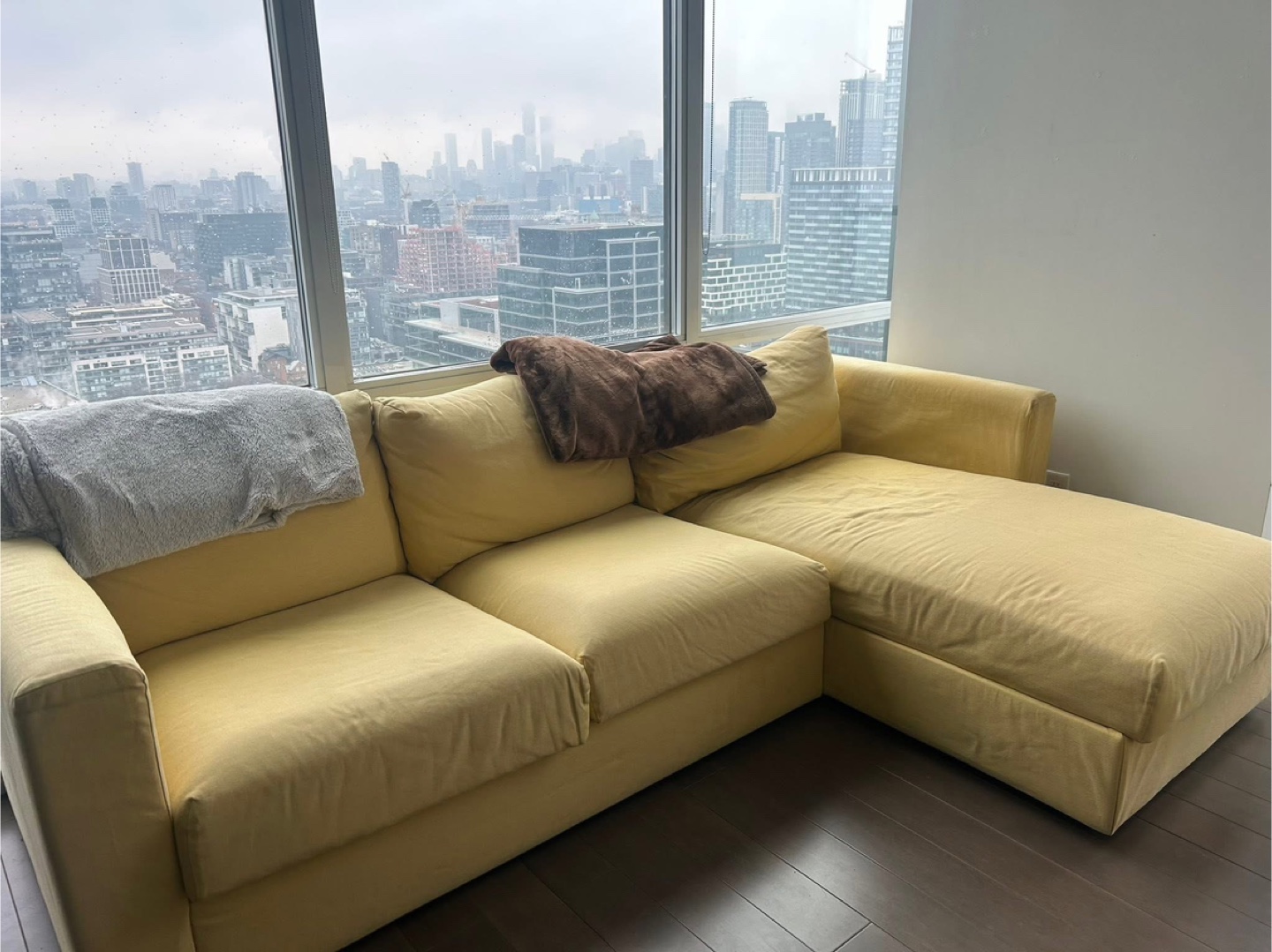 Ikea Kivik Yellow Sectional Sofa with Chaise