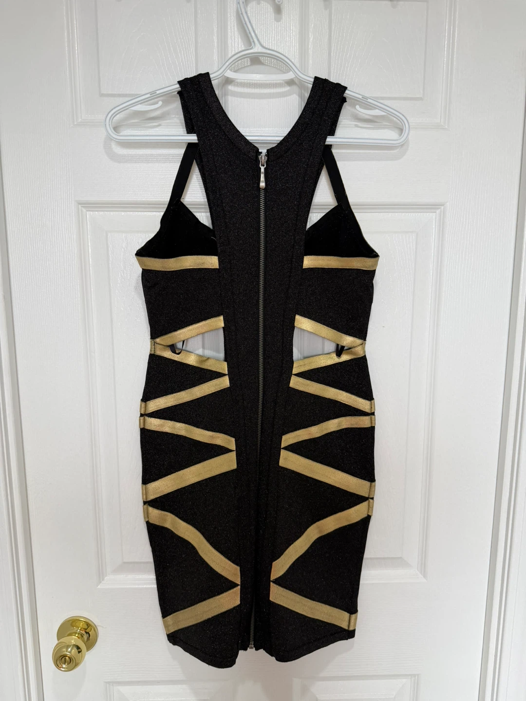 Bebe Black and Gold Bandage Dress - photo 2