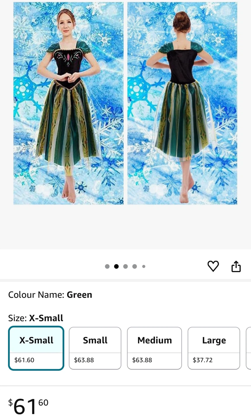 Anna Frozen Dress Costume - Green - X-Small - photo 3