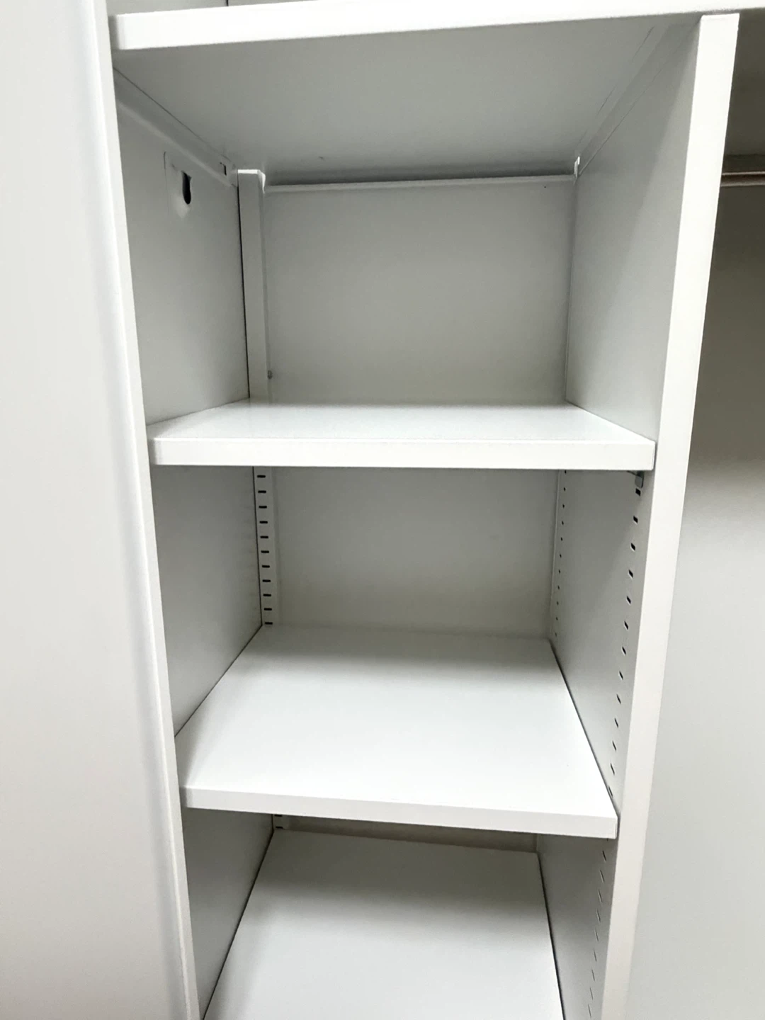 White Metal Storage Cabinet with Shelves and Hanging Rod - photo 4