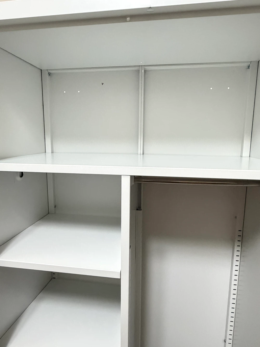 White Metal Storage Cabinet with Shelves and Hanging Rod - photo 3