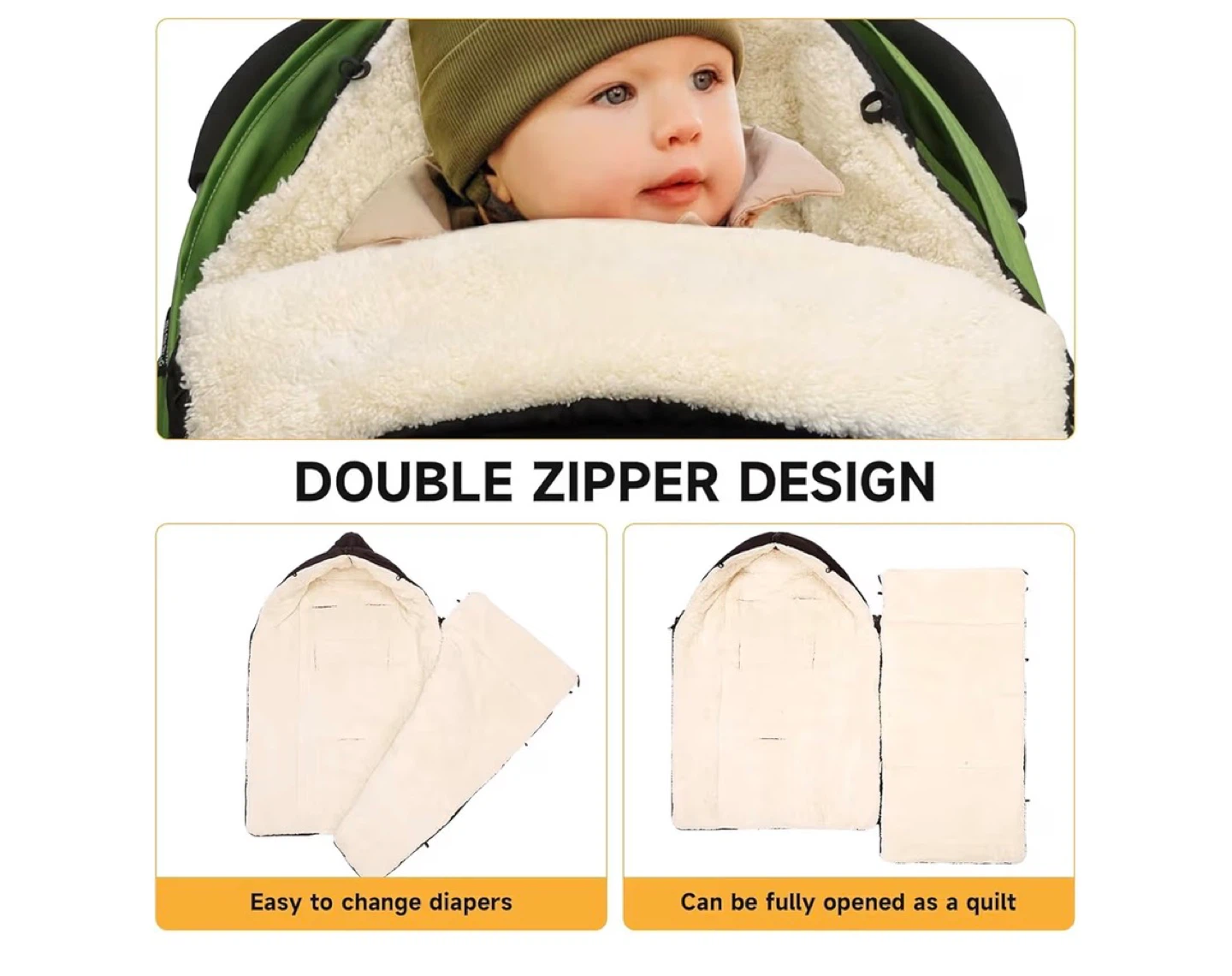 EAQ Winter Stroller Footmuff Bunting Bag - Gray - photo 3