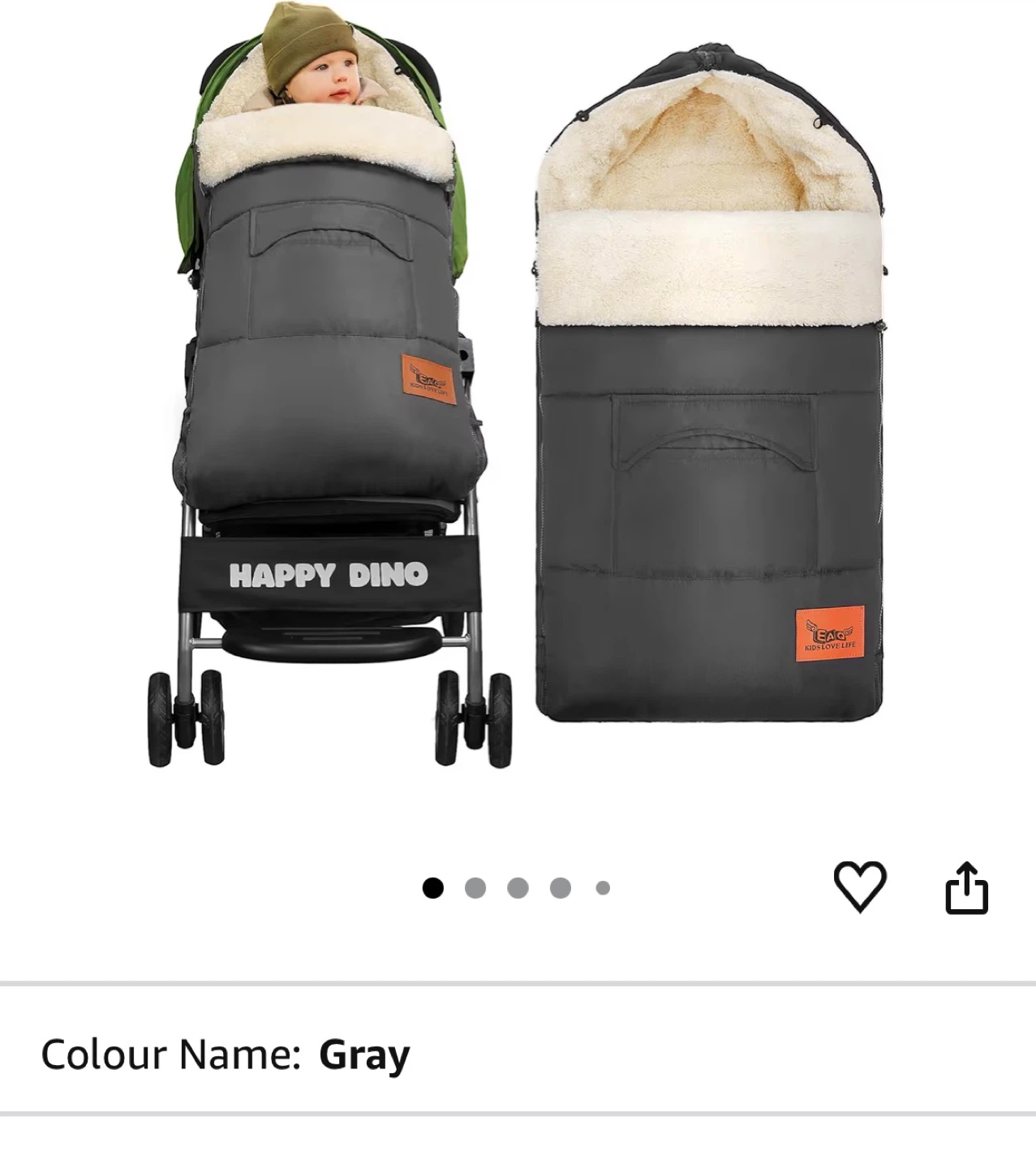 EAQ Winter Stroller Footmuff Bunting Bag - Gray