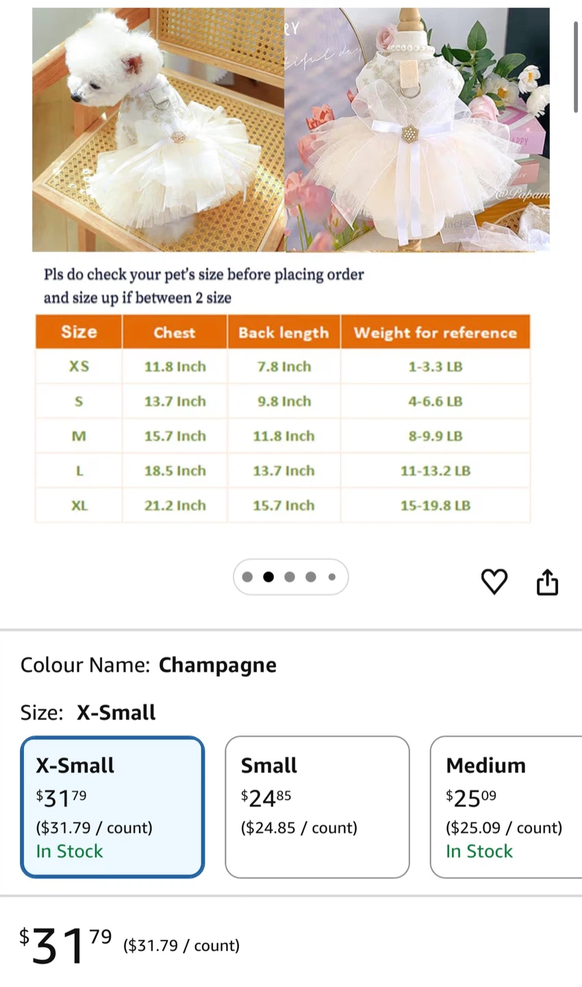 Pet Circle Dog Dress - Champagne, X-Small - photo 3