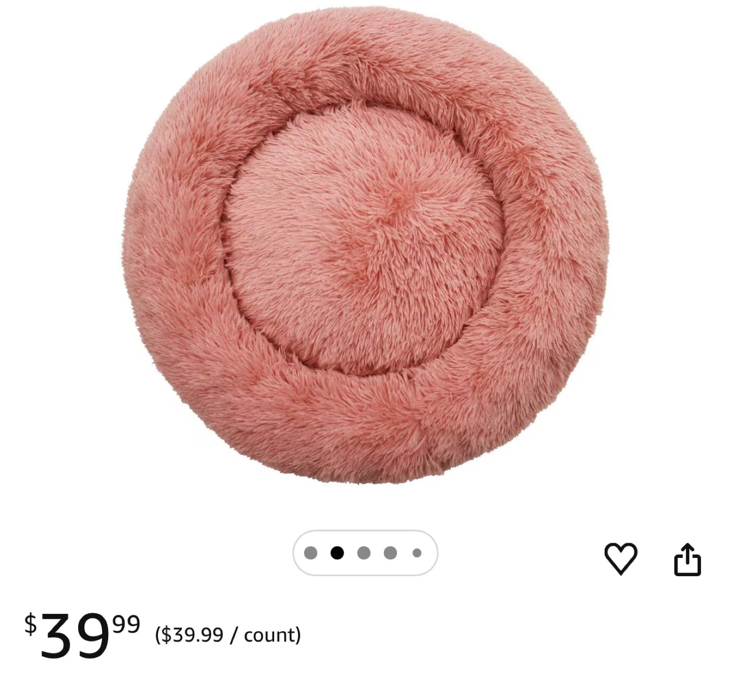 Pink Plush Round Pet Bed - photo 5