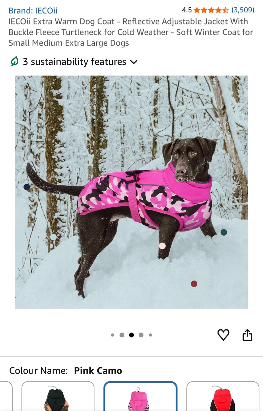 IECoii Extra Warm Dog Coat - Pink Camo - photo 4