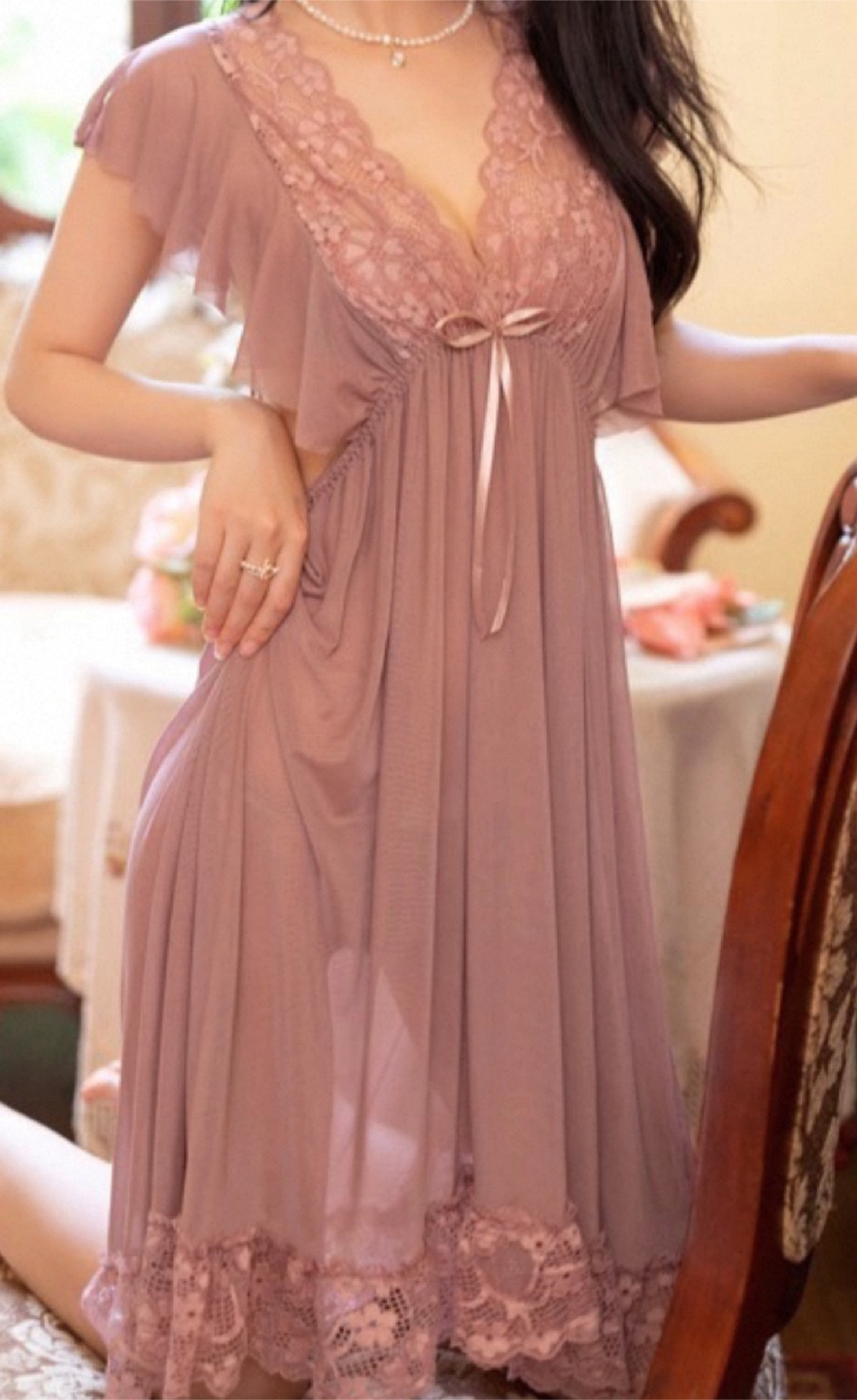 Sheer Lace Babydoll Nightgown - photo 2