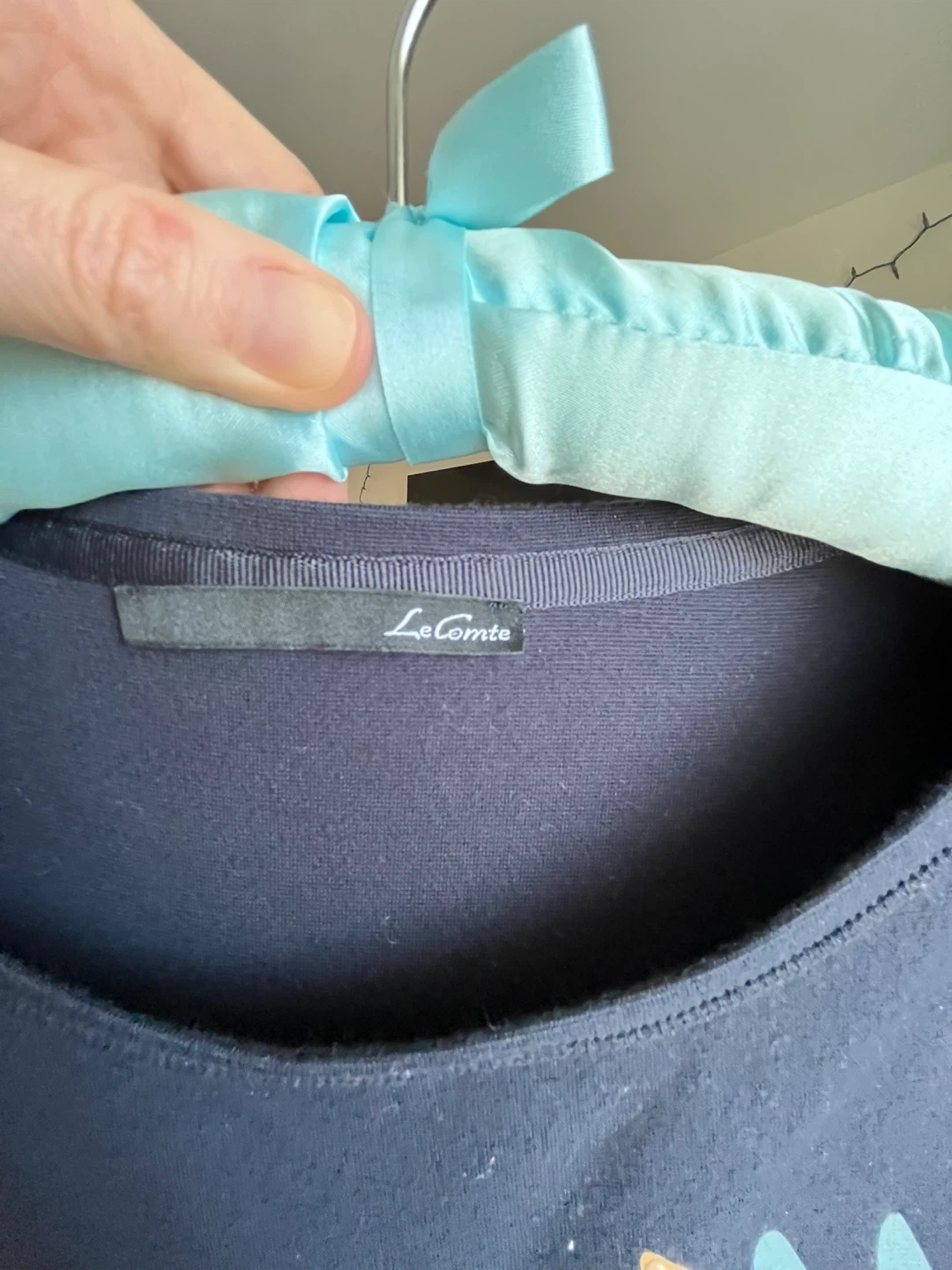 Le Comte Blue Top with Floral Embellishments - photo 5