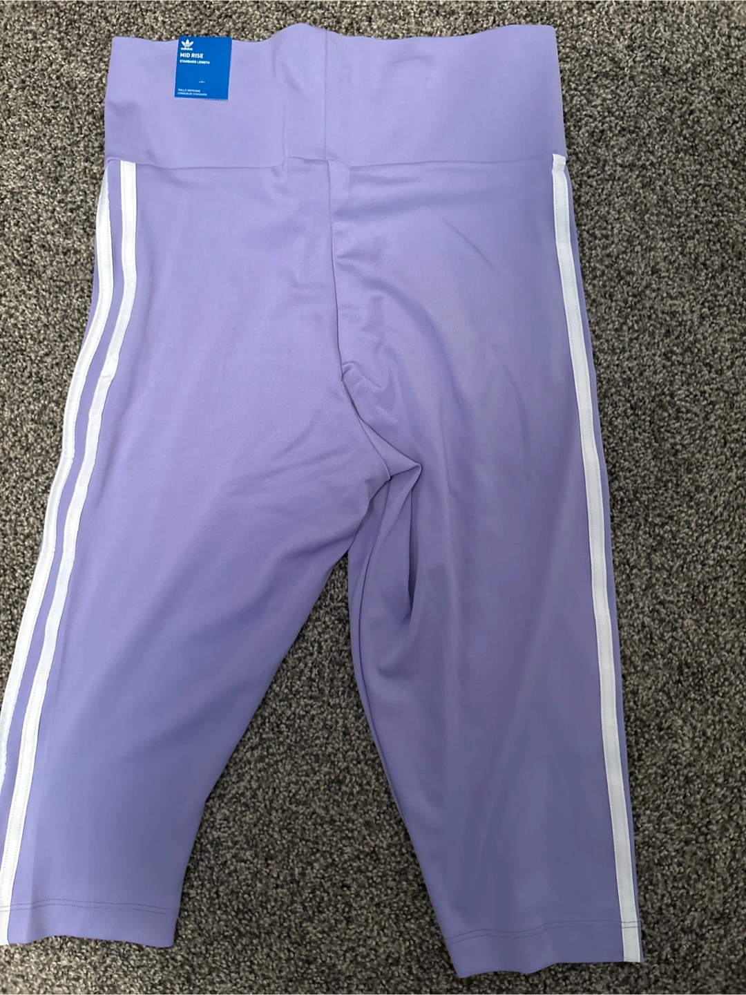 New Adidas Mid Rise 3-Stripes Capri Leggings Light Purple Size M - photo 2