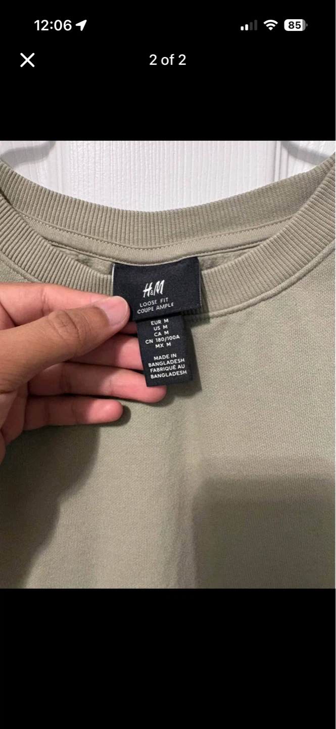 H&M Loose Fit Crewneck Sweatshirt - Olive Green, Size M - photo 2